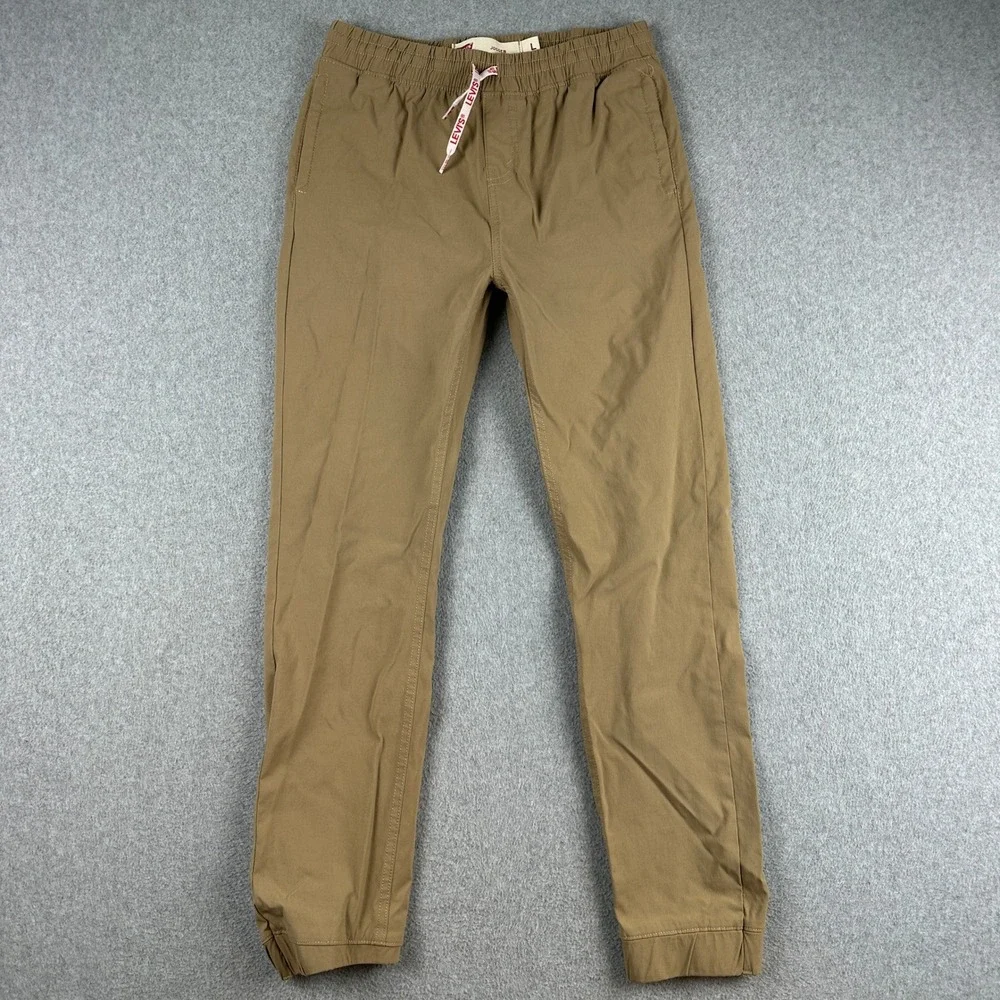 Levi's Jogger Boys L Brown Jogger Pants Elastic Waist‎ Drawstring Stretch Chino